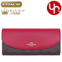 コーチ COACH 財布 長財布 F54022 ブラウン×トゥルーレッド 特別送料無料 コーチ ラグジュアリー シグネチャー PVC レザー スリム エンベロープ アウトレット品激安 レディース ブランド セール 通販 SALE L型 2017 クリスマス YR限定価格長財布 財布 楽天カード分割
