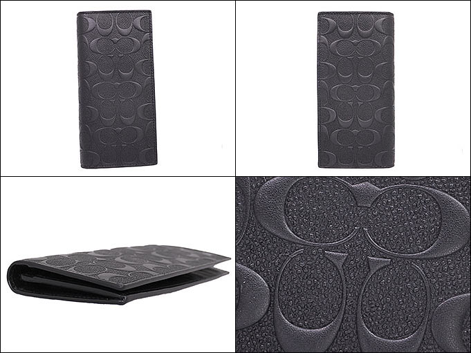 【4時間限定ポイント10倍】コーチ COACH 財布 長財布 F75365 ブラック 特別送料無料 コーチ デボスド シグネチャー クロスグレーン レザー ブレスト ポケット ウォレット アウトレット品メンズ ブランド 通販 2021 バレンタイン あす楽格安通販　バレンタイン　人気　ランキング