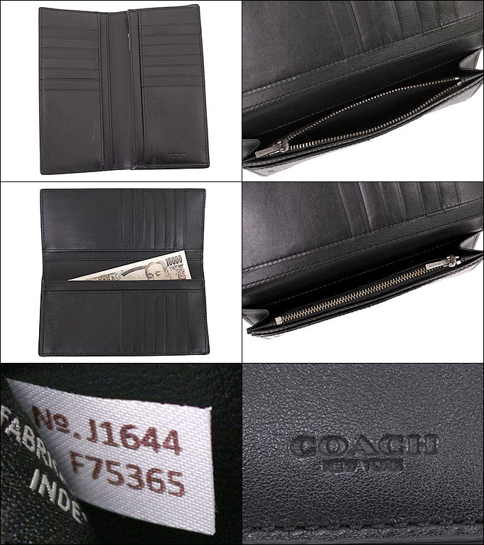 【4時間限定ポイント10倍】コーチ COACH 財布 長財布 F75365 ブラック 特別送料無料 コーチ デボスド シグネチャー クロスグレーン レザー ブレスト ポケット ウォレット アウトレット品メンズ ブランド 通販 2021 バレンタイン あす楽格安通販　バレンタイン　人気　ランキング