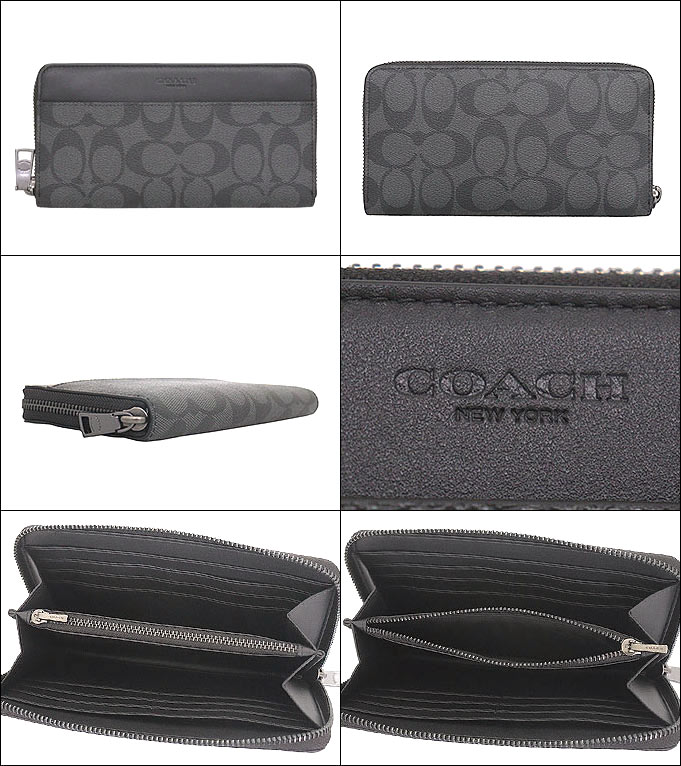 【4時間限定ポイント10倍】コーチ COACH 財布 長財布 F58112 チャコール×ブラック 特別送料無料 コーチ シグネチャー PVC レザー アコーディオン ジップ アラウンド アウトレット品メンズ ブランド 通販 2021 バレンタイン あす楽格安通販　バレンタイン　人気　ランキング