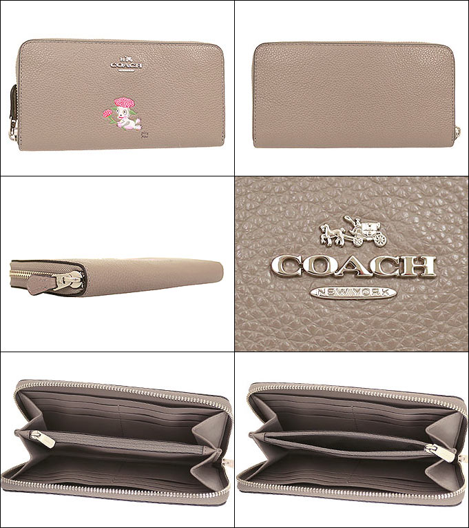 COACH F57390 コーチ×ベースマン ペブルド レザー アコーディオン ジップアラウンド ラウンドファスナー長財布 クリーチャーズ(Creatures)イラスト