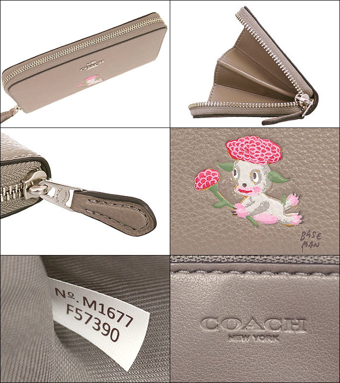 COACH F57390 コーチ×ベースマン ペブルド レザー アコーディオン ジップアラウンド ラウンドファスナー長財布 クリーチャーズ(Creatures)イラスト