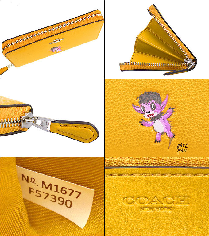COACH F57390 コーチ×ベースマン ペブルド レザー アコーディオン ジップアラウンド ラウンドファスナー長財布 クリーチャーズ(Creatures)イラスト