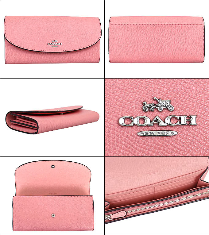 コーチCOACH財布長財布F54009ブラッシュ特別送料無料コーチラグジュアリークロスグレーンレザースリムエンベロープアウトレット品激安レディースブランドセール通販SALEL型2017母の日YR限定価格長財布財布あす楽楽天カード分割#YR