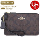 【28時間限定ポイント10倍】コーチ COACH 小物 ポーチ F87591 ブラウン×ブラック 特別送料無料 コーチ ラグジュアリー シグネチャー PVC レザー ダブル コーナー ジップ リストレット アウトレットレディース ブランド 通販 2021 母の日