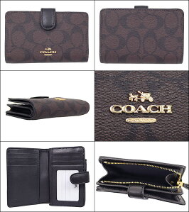 コーチCOACH財布二つ折り財布特別送料無料F23553ブラウン×ブラック特別送料無料コーチラグジュアリーシグネチャーPVCレザーミディアムコーナージップウォレットアウトレット品激安レディースブランドセール通販SALEハロウィンあす楽