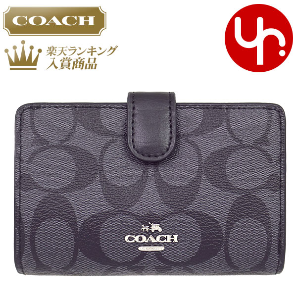 コーチ COACH 財布 二つ折り財布 F23553 ブラックスモーク×ブラック 特別送料無料 コーチ ラグジュアリー シグネチャー PVC レザー ミディアム コーナー ジップ ウォレット アウトレット品レディース ブランド 通販 L型 2020 父の日 ギフト あす楽