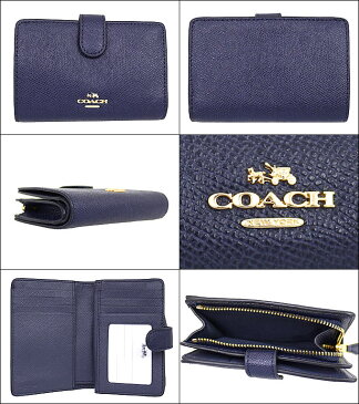 【日曜4時間限定 ポイント3倍】コーチ COACH 財布 二つ折り財布 F11484 ミッドナイト 特別送料無料 コーチ ラグジュアリー クロスグレーン レザー ミディアム コーナー ジップ ウォレット アウトレット品激安 レディース ブランド セール SALE クリスマス あす楽