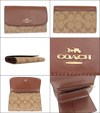 コーチ COACH 財布 三つ折り財布 F32485 カーキ×サドル2 特別送料無料 コーチ ラグジュアリー シグネチャー PVC レザー ミディアム エンベロープ ウォレット アウトレット品激安 レディース ブランド セール 通販 SALE 2019 入学 卒業 ホワイトデー YR限定価格 あす楽