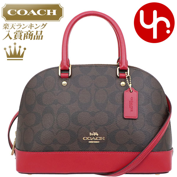 ハンドバッグ コーチ COACH バッグ ハンドバッグ F27583 ブラウン×トゥルーレッド 特別送料無料 コーチ ラグジュアリー シグネチャー ミニ シエラ サッチェル アウトレットレディース ブランド 通販 斜めがけ