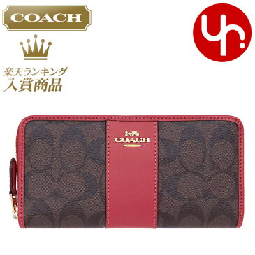 コーチ COACH 財布 長財布 F54630 ブラウン×ルビー 特別送料無料 コーチ ラグジュアリー シグネチャー PVC レザー アコーディオン ジップ アラウンド アウトレット品激安 レディース ブランド セール 通販 SALE 2019 入学 卒業 ホワイトデー YR限定価格 あす楽