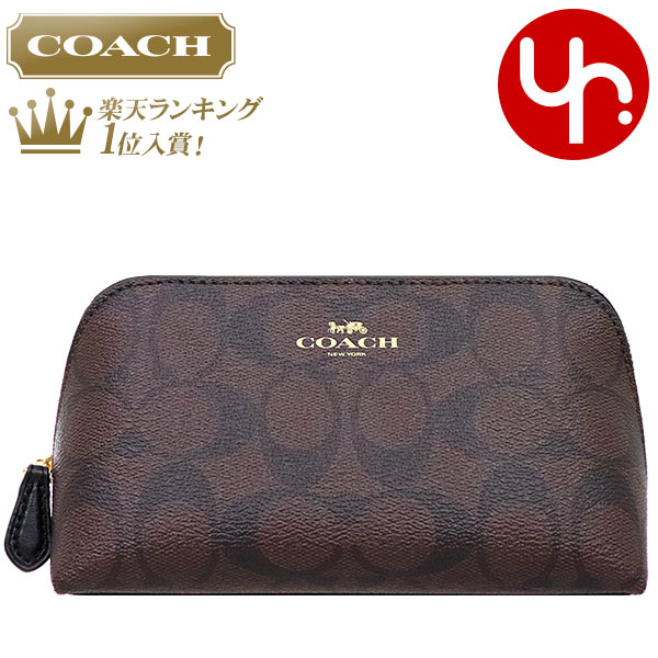 コーチ（COACH) 【48時間限定ポイント2倍】コーチ COACH 小物 ポーチ F53385 ブラウン×ブラック 特別送料無料 ラグジュアリー シグネチャー PVC コスメティック ケース 17 アウトレットレディース ブランド 通販