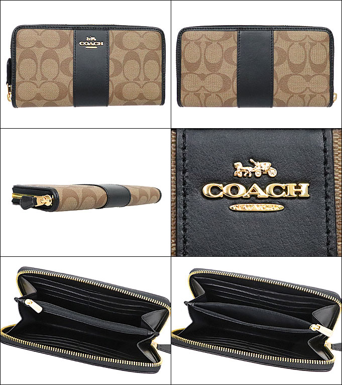 【ポイント10倍 9/6 1時迄】コーチ COACH 財布 長財布 F54630 カーキ×ブラック 特別送料無料 ラグジュアリー シグネチャー PVC レザー アコーディオン ジップ アラウンド アウトレットレディース ブランド 通販 2022 タイムセール