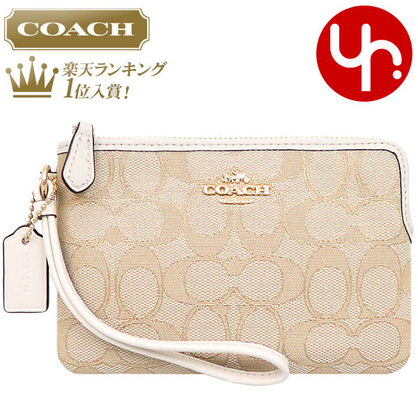 【62時間限定ポイント10倍】コーチ COACH 小物 ポーチ F54627 ライトカーキ×チョーク 特別送料無料 アウトライン シグネチャー コーナー ジップ リストレット アウトレット品レディース ブランド 通販 2020 新春 あす楽