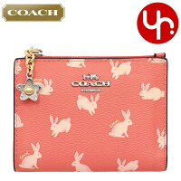 コーチ COACH 財布 二つ折り財布 F91200 91200 ブライトコーラル 特別送料無料 コーチ バニー スクリプト プリント PVC レザー フラワー チャーム スナップ カードケース ウォレット アウトレット品レディース ブランド 通販 薄型 2020 あす楽