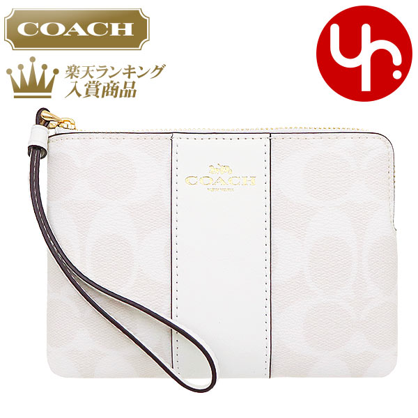 コーチ COACH 小物 ポーチ F58035 58035 チョーク×グレイシャーホワイト 特別送料無料 シグネチャー PVC レザー コーナー ジップ リストレット アウトレットレディース ブランド 通販 2021