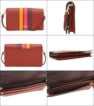 コーチ COACH バッグ ショルダーバッグ F02632 2632 テラコッタ×エレクトリックピンクマルチ 特別送料無料 ヴァーシティ ストライプ ペプルド レザー アンナ フォルドオーバー クラッチ クロスボディー アウトレットレディース ブランド 通販 2021SS 父の日