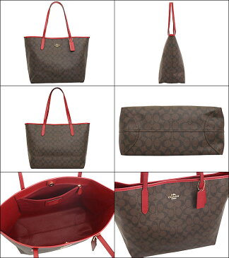 コーチ COACH バッグ トートバッグ F05696 5696 ブラウン×1941レッド 特別送料無料 ラグジュアリー シグネチャー PVC レザー オープン シティー トート アウトレット品レディース ブランド 通販 通勤 2021SS 父の日