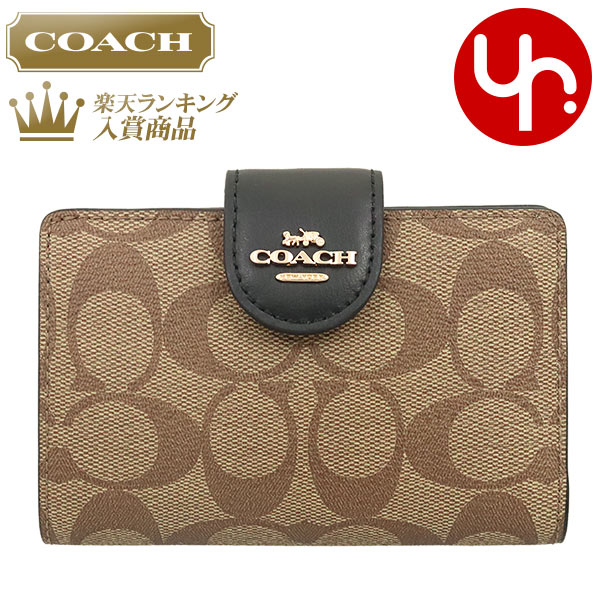 楽天インポートコレクションYR【48時間限定ポイント2倍】コーチ COACH 財布 二つ折り財布 FC0082 C0082 カーキ×ブラック 特別送料無料 ラグジュアリー シグネチャー PVC レザー ミディアム コーナー ジップ ウォレット アウトレットレディース ブランド 通販 L型