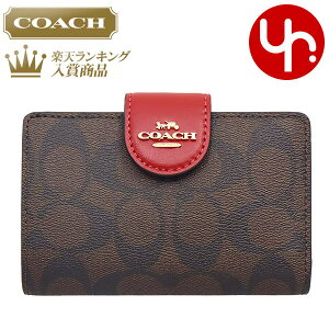 【50間限定ポイント10倍】コーチ COACH 財布 二つ折り財布 FC0082 C0082 ブラウン×1941レッド 特別送料無料 ラグジュアリー シグネチャー PVC レザー ミディアム コーナー ジップ ウォレット アウトレットレディース ブランド 通販 L型 2021SS クリスマス