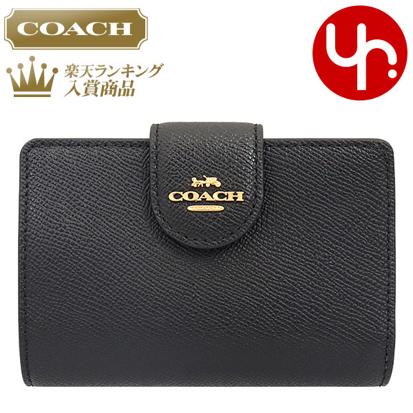 コーチ 財布（レディース） コーチ COACH 財布 二つ折り財布 F06390 6390 ブラック 特別送料無料 ラグジュアリー クロスグレーン レザー ミディアム コーナー ジップ ウォレット アウトレットレディース ブランド 通販 L型