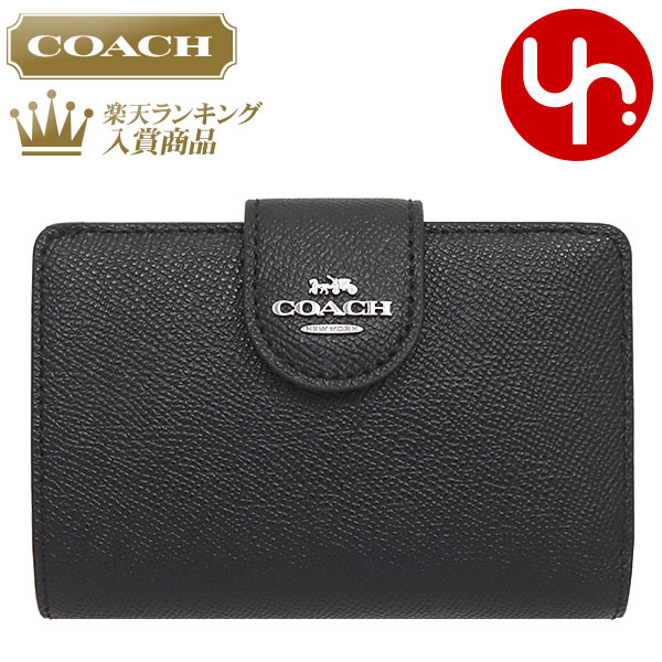 楽天インポートコレクションYR【72時間限定ポイント2倍】コーチ COACH 財布 二つ折り財布 F06390 6390 ブラック 特別送料無料 ラグジュアリー クロスグレーン レザー ミディアム コーナー ジップ ウォレット アウトレット品レディース ブランド 通販 L型