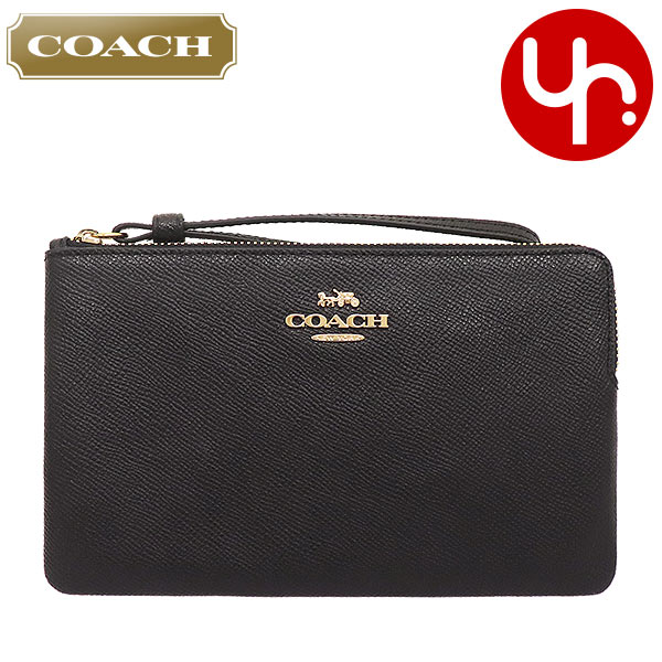 【76時間限定ポイント2倍】コーチ COACH 小物 ポーチ F03888 3888 ブラック 特別送料無料 ラグジュアリー クロスグレーン レザー ラージ コーナー ジップ リストレット アウトレット品レディース ブランド 通販