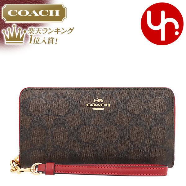 コーチ 長財布 レディース 【26時間限定ポイント2倍】コーチ COACH 財布 長財布 FC4452 C4452 ブラウン×1941レッド 特別送料無料 ラグジュアリー シグネチャー ロング ジップ アラウンド ウォレット （ストラップ付き） アウトレット品レディース ブランド 通販