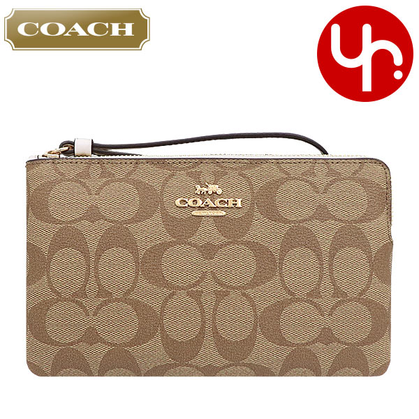 【28時間限定ポイント10倍】コーチ COACH 小物 ポーチ F06648 6648 カーキ×チョーク 特別送料無料 ラグジュアリー シグネチャー PVC レザー ラージ コーナー ジップ リストレット アウトレット品レディース ブランド 通販 2021SS バレンタイン