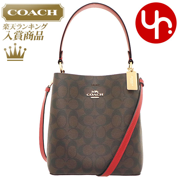 【26時間限定ポイント2倍】コーチ COACH バッグ ショルダーバッグ F02312 2312 ブラウン×1941レッド 特別送料無料 ラグジュリー シグネチャー スモール タウン バケット バッグ アウトレット品レディース ブランド 通販 斜めがけ