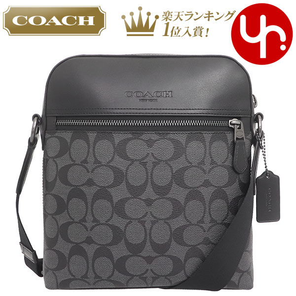 【26時間限定ポイント2倍】コーチ COACH バッグ ショルダーバッグ F04010 4010 チャコール×ブラック 特別送料無料 ヒューストン シグネチャー PVC レザー フライト バッグ アウトレット品メンズ レディース ブランド 通販 斜めがけ