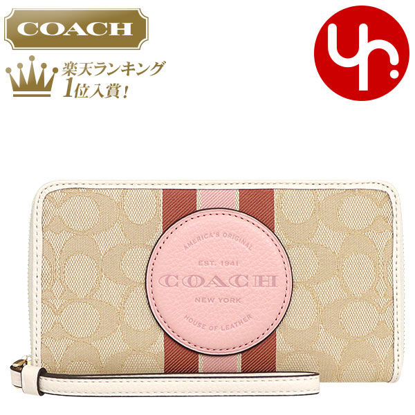 コーチ COACH 財布 二つ折り財布 FC4110 C4110 ライトカーキ×バニラクリームマルチ 特別送料無料 シグネチャー ジャガード COACH ロゴ パッチ デンプシー ラージ フォン ウォレット アウトレット品レディース ブランド 通販のサムネイル