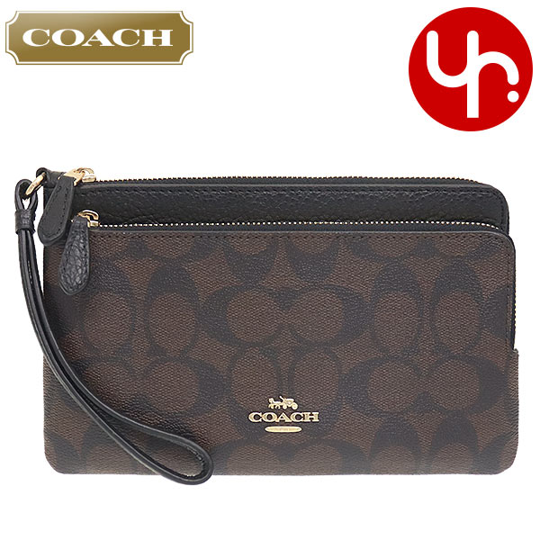 コーチ 長財布 レディース コーチ COACH 財布 長財布 FC5576 C5576 ブラウン×ブラック 特別送料無料 ラグジュアリー シグネチャー PVC レザー ダブル ジップ ウォレット アウトレット品レディース ブランド 通販 L型