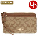 コーチ COACH 財布 長財布 FC5576 C5576 カーキ×サドル2 特別送料無料 ラグジュアリー シグネチャー PVC レザー ダブル ジップ ウォレット アウトレット品レディース ブランド 通販 L型