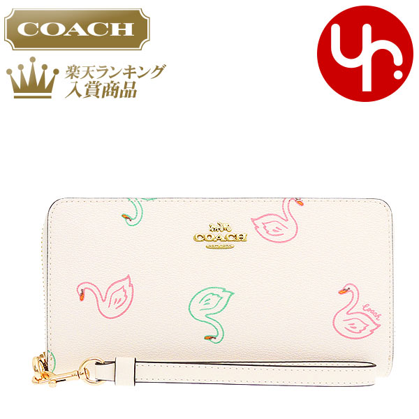 コーチ COACH 財布 長財布 FC8384 C8384 チョークマルチ 特別送料無料 スワン プリント PVC レザー ロング ジップ アラウンド ウォレット （ストラップ付き） アウトレット品レディース ブランド 通販のサムネイル