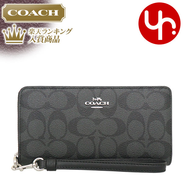 コーチ 長財布 レディース コーチ COACH 財布 長財布 FC4452 C4452 グラファイト×ブラック 特別送料無料 ラグジュアリー シグネチャー ロング ジップ アラウンド ウォレット （ストラップ付き） アウトレット品レディース ブランド 通販