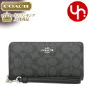 コーチ 長財布 レディース コーチ COACH 財布 長財布 FC4452 C4452 グラファイト×ブラック 特別送料無料 ラグジュアリー シグネチャー ロング ジップ アラウンド ウォレット （ストラップ付き） アウトレット品レディース ブランド 通販 2022AW