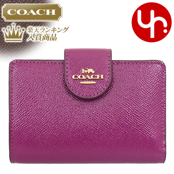 コーチ 革二つ折り財布 レディース コーチ COACH 財布 二つ折り財布 FCF233 CF233 ダークマジェンタ 特別送料無料 ラグジュアリー パテント クロスグレーン レザー ミディアム コーナー ジップ ウォレット アウトレット品レディース ブランド 通販 L型