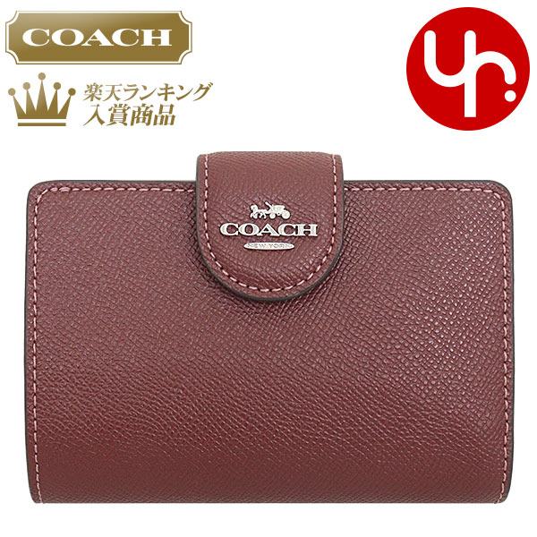 コーチ 財布（レディース） 【48時間限定ポイント2倍】コーチ COACH 財布 二つ折り財布 F06390 6390 ワイン 特別送料無料 ラグジュアリー クロスグレーン レザー ミディアム コーナー ジップ ウォレット アウトレット品レディース ブランド 通販 L型 2023SS