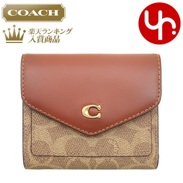 コーチ 財布（レディース） 【76時間限定ポイント2倍】コーチ COACH 財布 二つ折り財布 C2329 タン×ラスト 特別送料無料 カラーブロック シグネチャー PVC レザー ウィン スモール ウォレットレディース ブランド 通販 2023SS