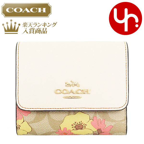 コーチ 財布（レディース） 【ポイント2倍 6/4 21時-6/6 0時迄】コーチ COACH 財布 三つ折り財布 FCH719 CH719 ライトカーキマルチ 特別送料無料 ラグジュアリー シグネチャー フローラル クラスター プリント PVC レザー スモール トライフォールド ウォレット アウトレット品レディース 2023SS