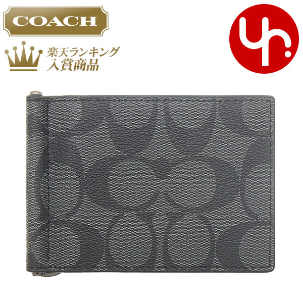 コーチ COACH 財布 二つ折り財布 FCH086 CH086 チャコール×ブラック 特別送料無料 シグネチャー スリム ビルフォールド マネークリップ ウォレット アウトレット品メンズ ブランド 通販 薄型 2023SS