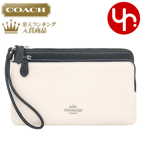 コーチ 長財布 レディース コーチ COACH 財布 長財布 FCF447 CF447 チョークブラックマルチ 特別送料無料 ラグジュアリー コントラスト ペブルド レザー ダブル ジップ ウォレット アウトレット品レディース ブランド 通販 L型 2023SS