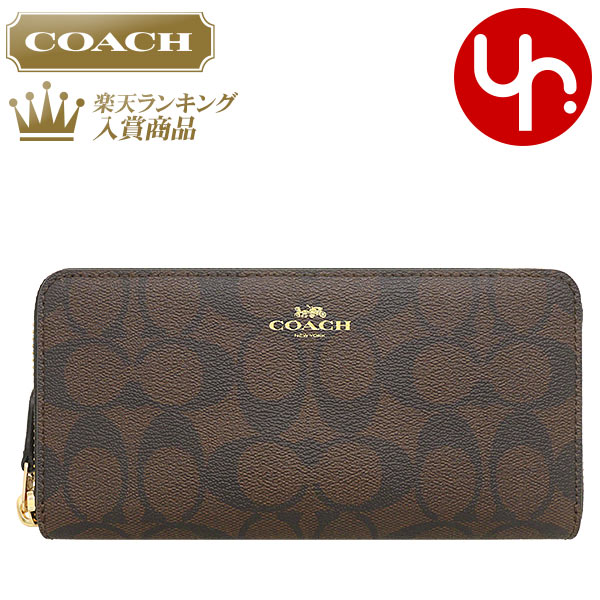 コーチ 長財布 レディース 【48時間限定ポイント2倍】コーチ COACH 財布 長財布 F59267 59267 ブラウン×ブラック 特別送料無料 ラグジュアリー シグネチャー PVC レザー スリム アコーディオン ジップ アラウンド アウトレット品レディース ブランド 通販 薄型 2023AW