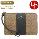 コーチ COACH 小物 ポーチ FCJ792 CJ792 カーキ×ブラック 特別送料無料 マイクロ シグネチャー PVC レザー コーナー ジップ リストレッ...