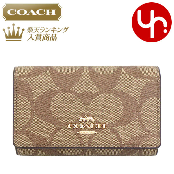 コーチ キーケース（メンズ） 【26時間限定ポイント2倍】コーチ COACH 小物 キーケース F77998 77998 カーキ×サドル2 特別送料無料 シグネチャー 5連 キーケース アウトレット品メンズ ブランド 通販2023AW