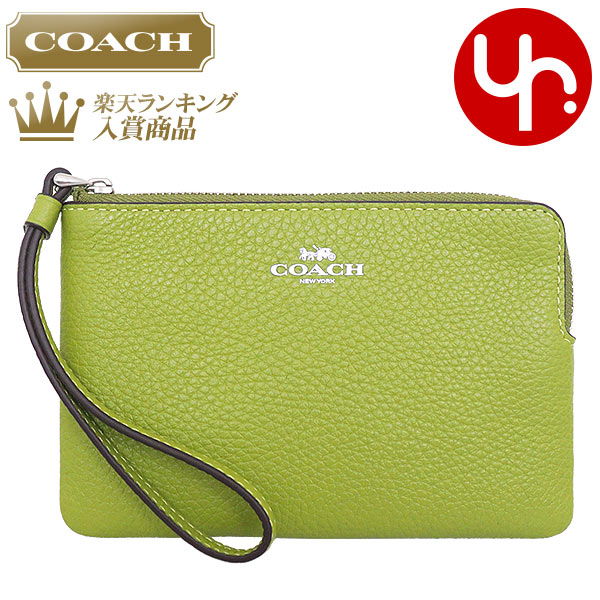 コーチ COACH 小物 ポーチ FCP483 CP483 イエローグリーン 特別送料無料 ラグジュアリー ペブルド レザー コーナー ジップ リストレット アウトレット品レディース ブランド 通販 2023AW