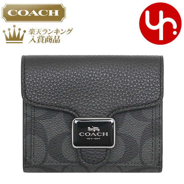 コーチ 二つ折り財布 レディース コーチ COACH 財布 二つ折り財布 FC7805 C7805 グラファイト×ブラック 特別送料無料 ラグジュアリー シグネチャー PVC レザー ペッパー ウォレット アウトレット品レディース ブランド 通販 2024SS