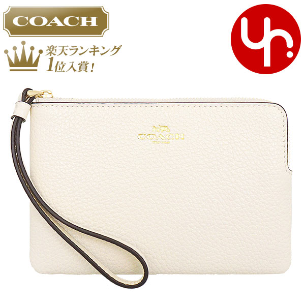 アクセサリーポーチ 【72時間限定ポイント2倍】コーチ COACH 小物 ポーチ FCP483 CP483 チョーク 特別送料無料 ラグジュアリー ペブルド レザー コーナー ジップ リストレット アウトレット品レディース ブランド 通販 2023SS