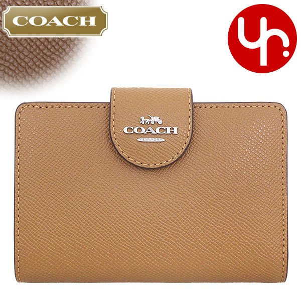 コーチ COACH 財布 二つ折り財布 F06390 6390 ライトサドル 特別送料無料 ラグジュアリー クロスグレーン レザー ミディアム コーナー ジップ ウォレット アウトレット品レディース ブランド 通販 L型 2024SS